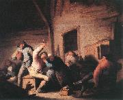 Adriaen van ostade Carousing peasants in a tavern. painting